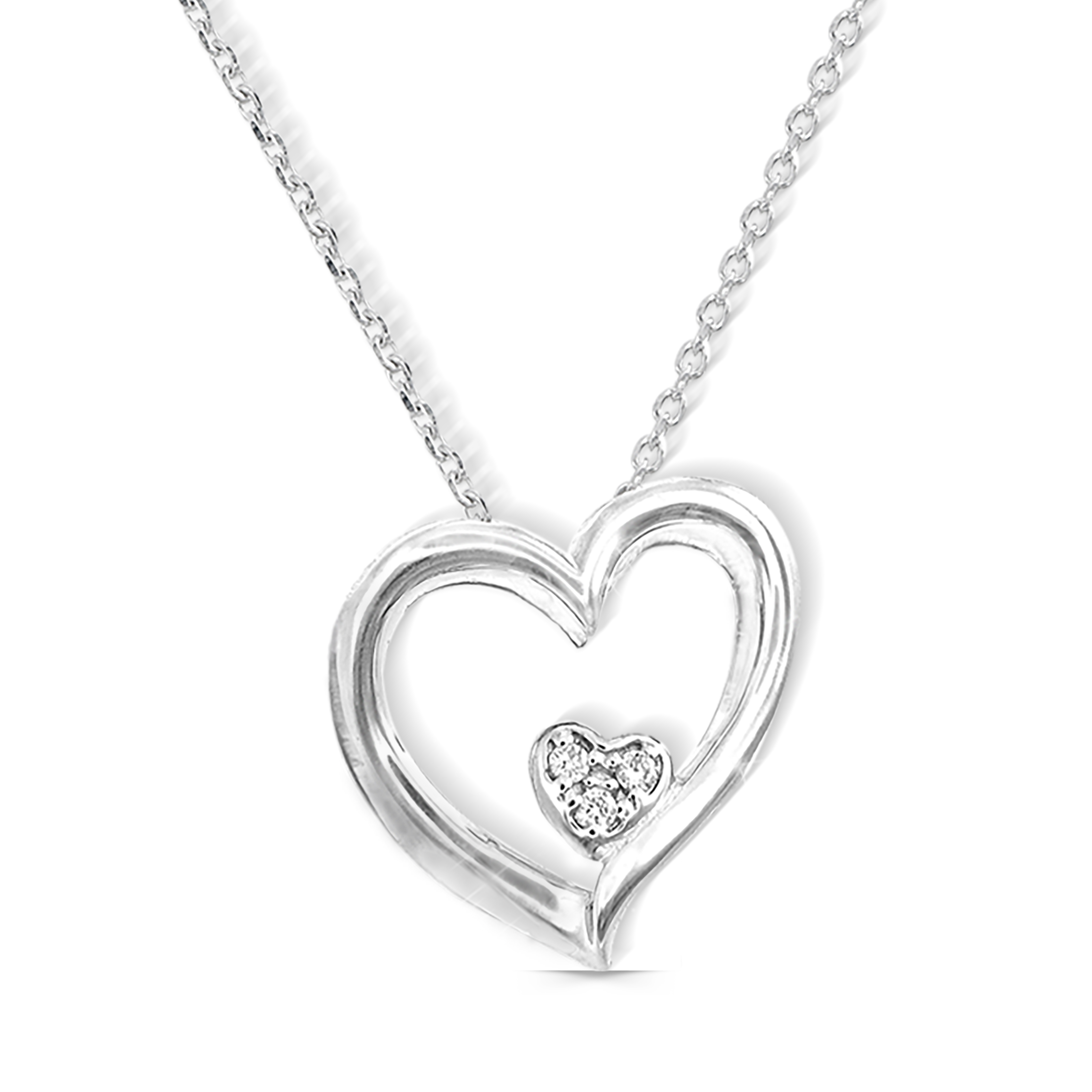 Yellow Sapphire & Diamond Double Heart Pendant Necklace 18K White & Yellow  Gold